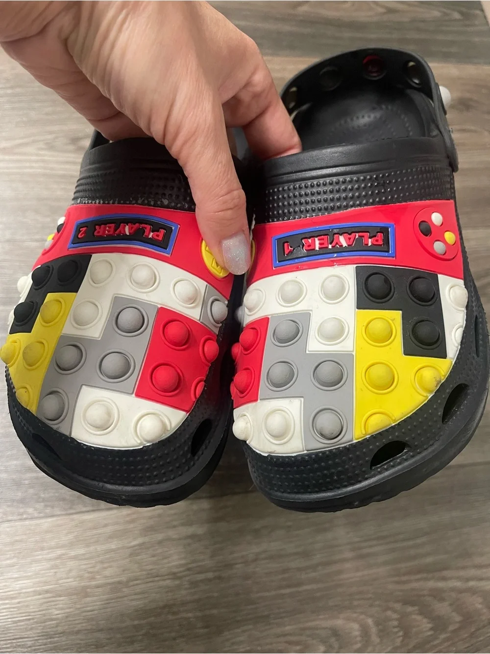 Off brand crocs style pop-it gamer kids shoes